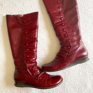 Miz Mooz Bloom Tall Button Boot in Red Leather